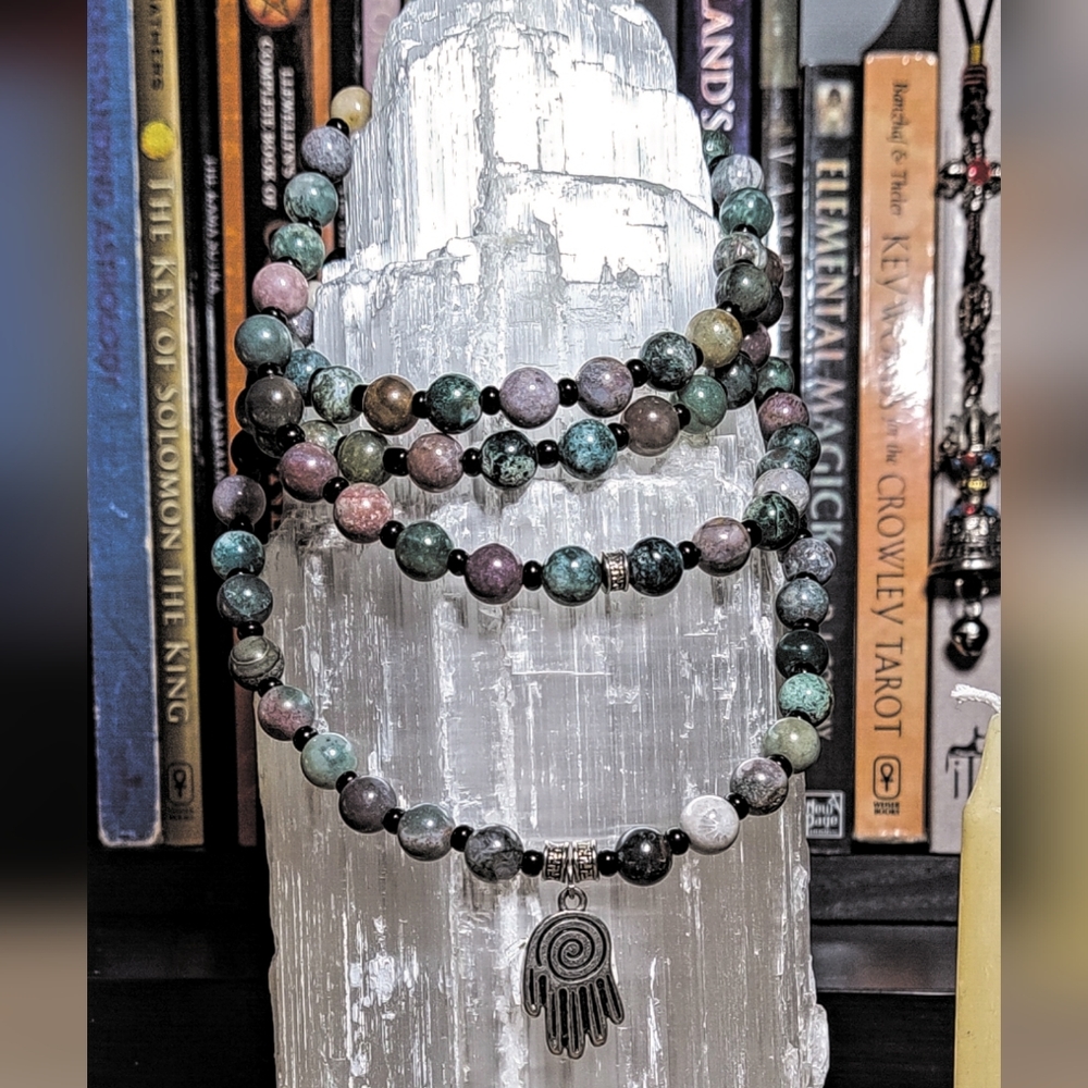 Hand-made Indian Agate Stone Unisex Mala